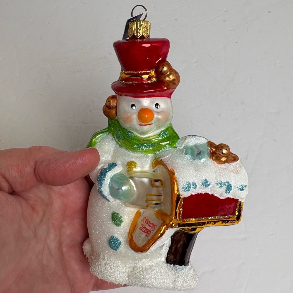 Charming Snowman Ornament Hand Blown in Poland from 2008
